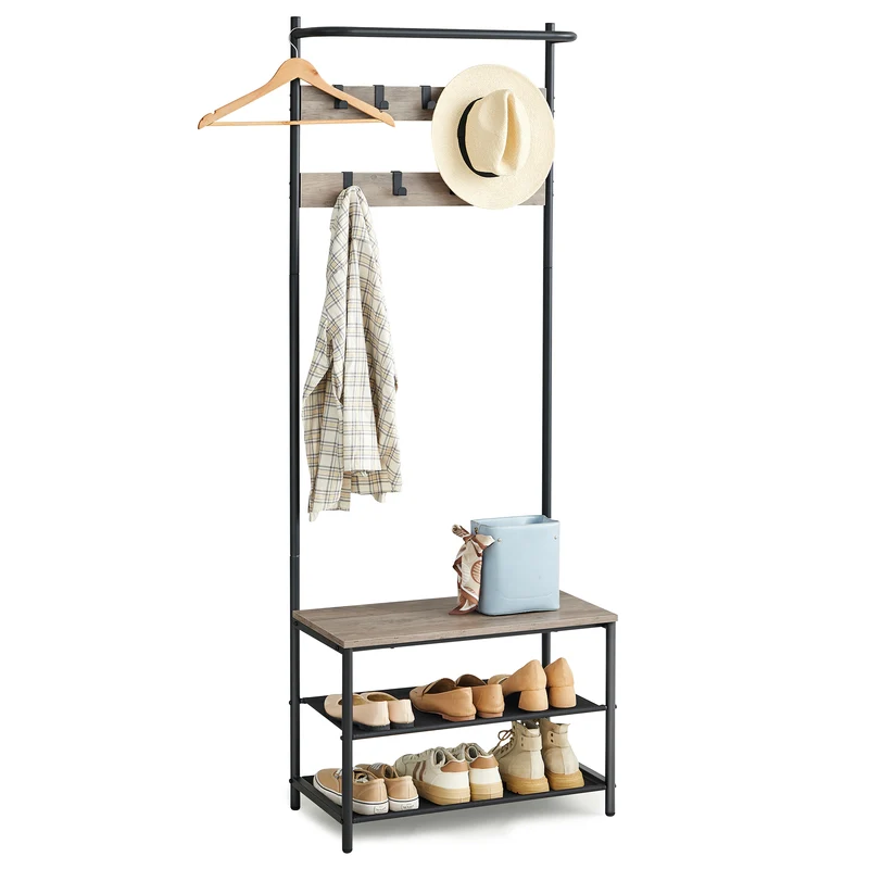 Entryway Bench with Coat Rack