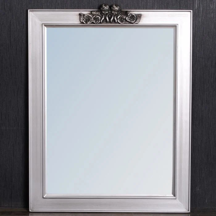 Spiegel ANGELO mit Engel-Ornament silber-antik 78x60cm