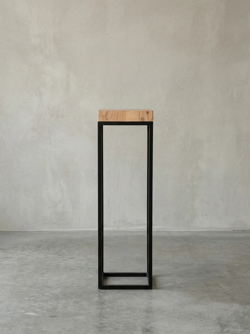 Beistelltisch – Akazienholz Metall Natur B×H×T 30×97×30 cm Industrial