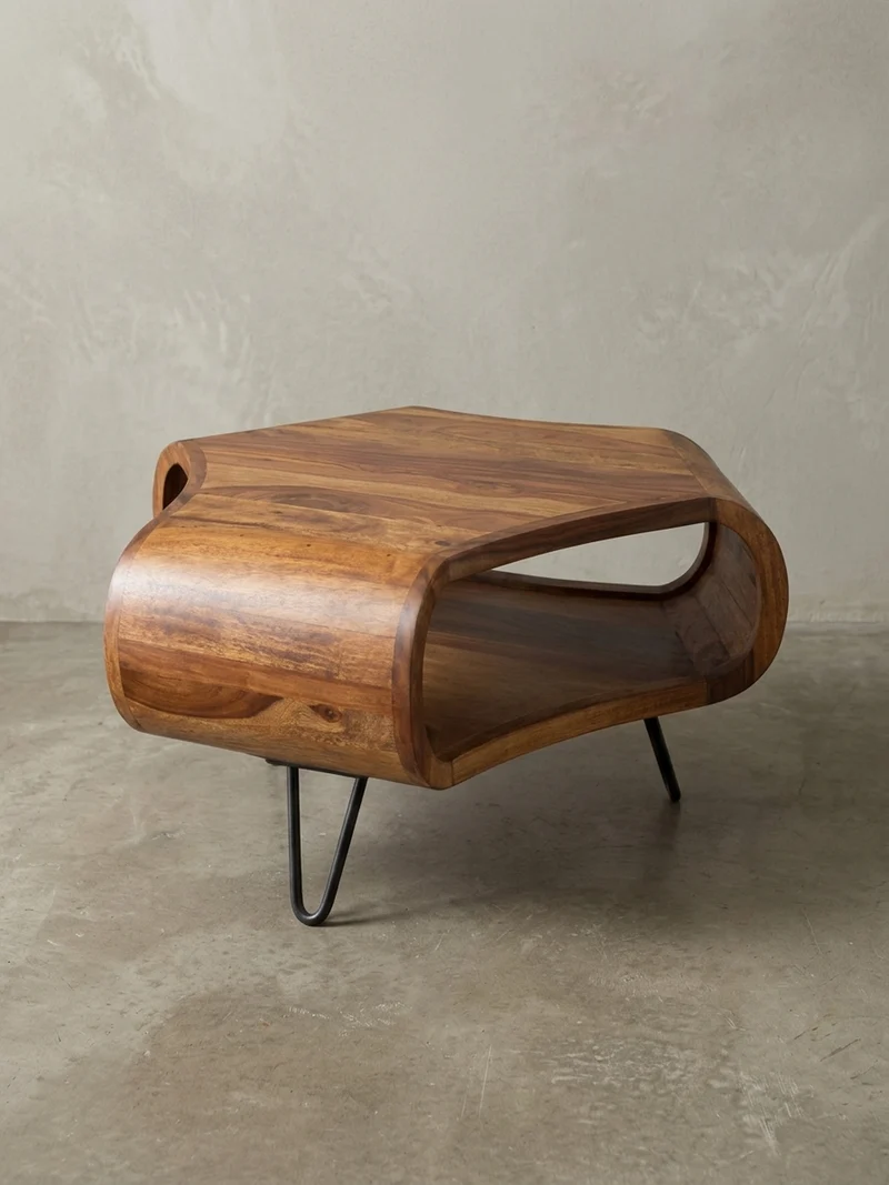 Couchtisch Sheesham Holz in Landhaus-Stil mit Stauraum, Maße 55x38x55 cm