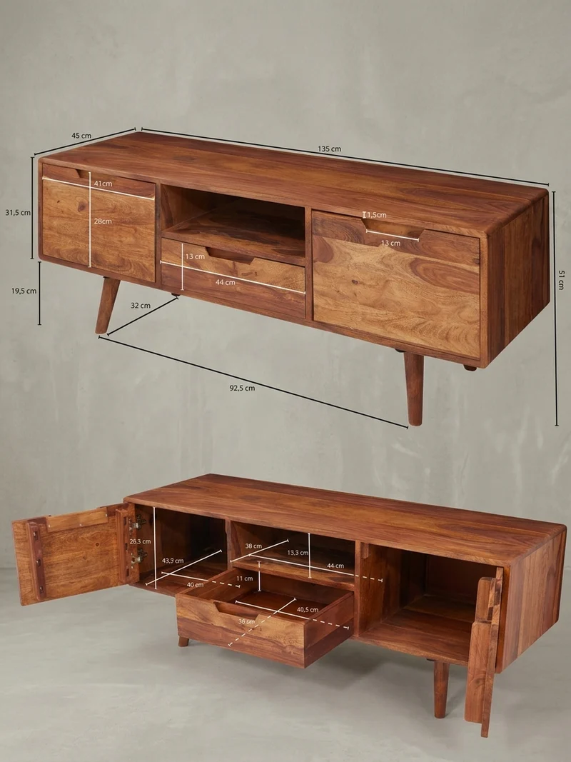 Lowboard Massivholz Landhausstil mit Stauraum Handgefertigt