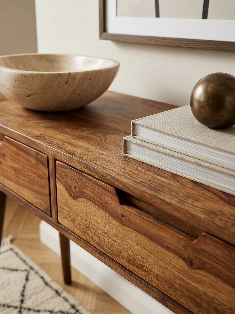 Konsolentisch – Massivholz, 90 cm, handgefertigt, Landhausstil