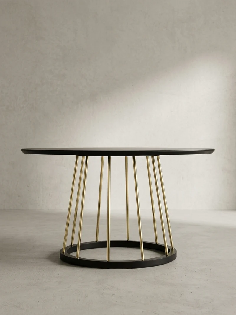 Couchtisch Schwarz Gold, Metall mit großer Ablagefläche, elegantes Design
