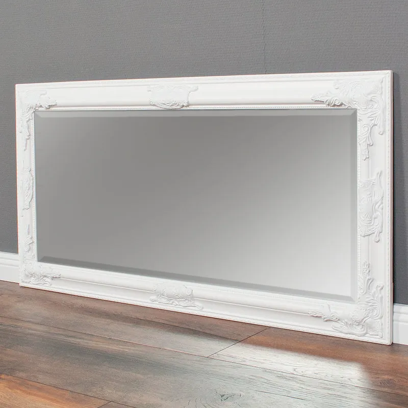 Eleganter Barock Spiegel BESSA 100x50cm weiss Holzrahmen