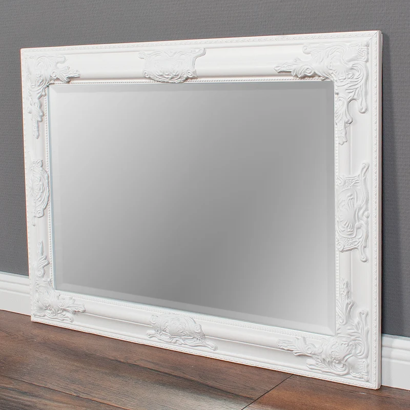 Spiegel BESSA barock pur weiß 70x50cm Holzrahmen Frisierspiegel