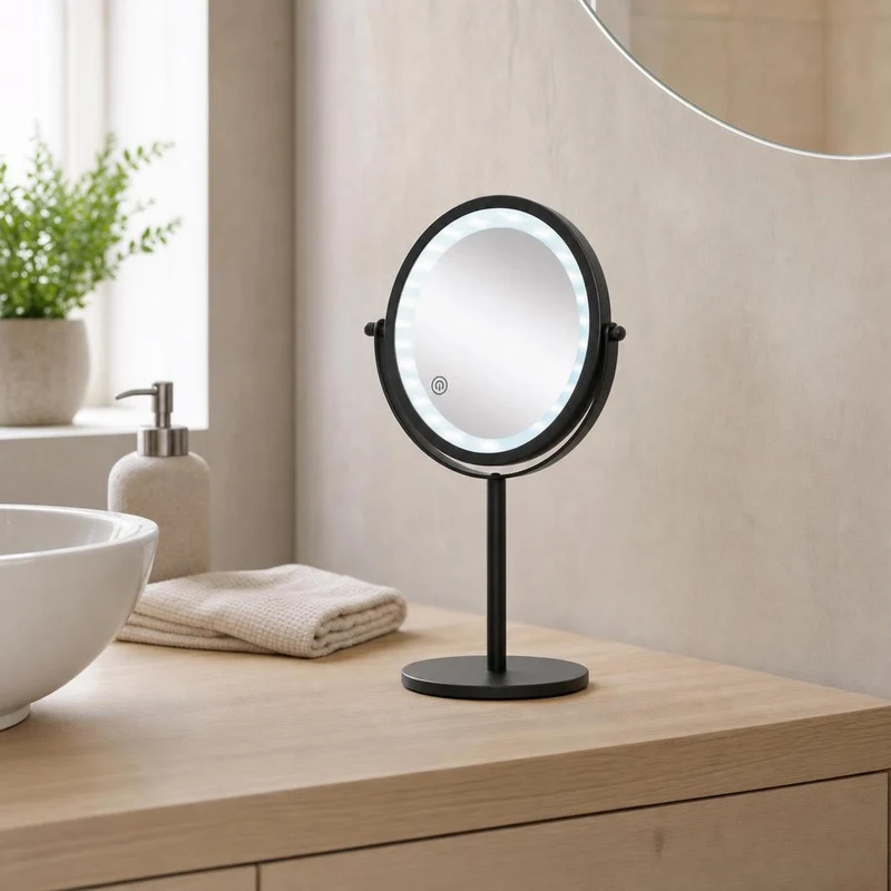 LED-Kosmetikspiegel RECHARGE MIRROR Schwarz