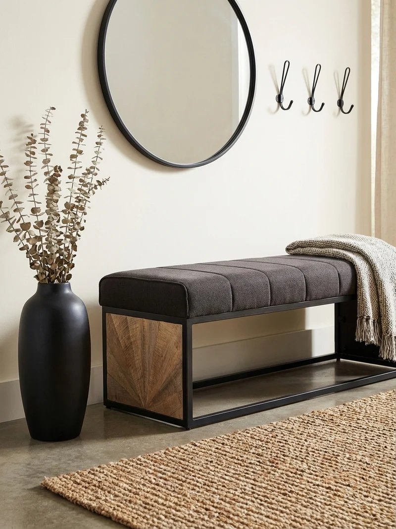 Sitzbank – Metall, Retro-Look, Rillenmuster