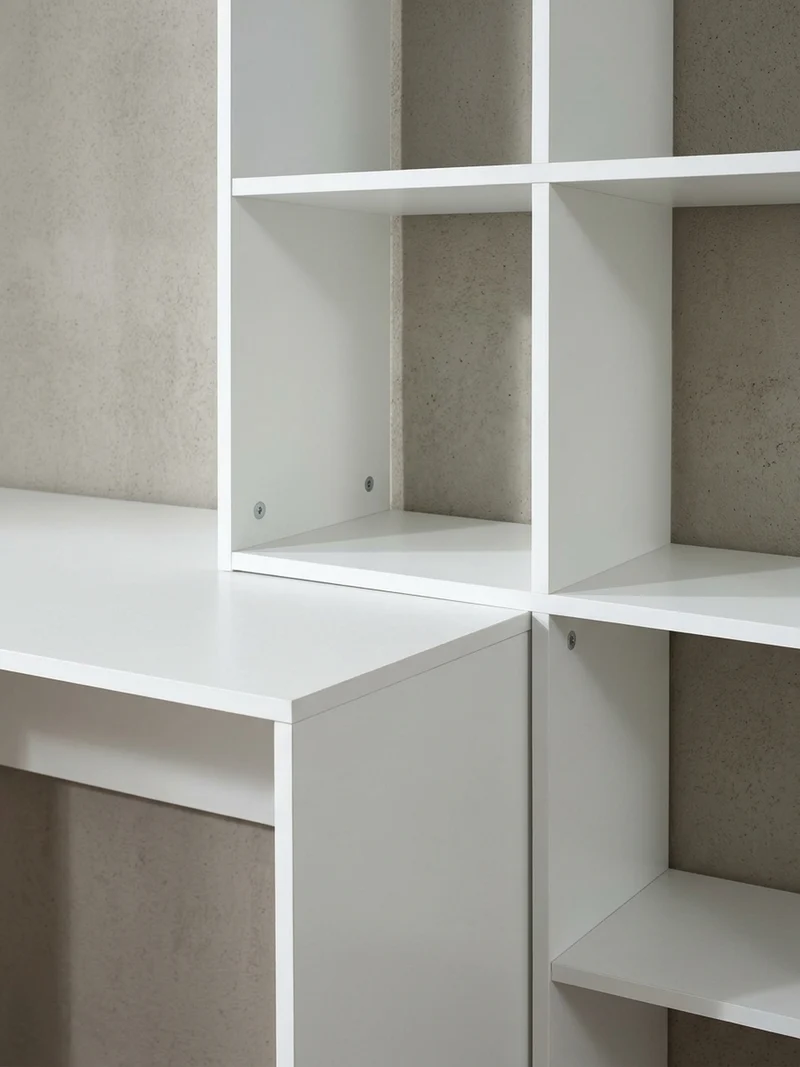 Schreibtisch – mit Regal, groß, puristisches Design, Melaminharzbeschichtung