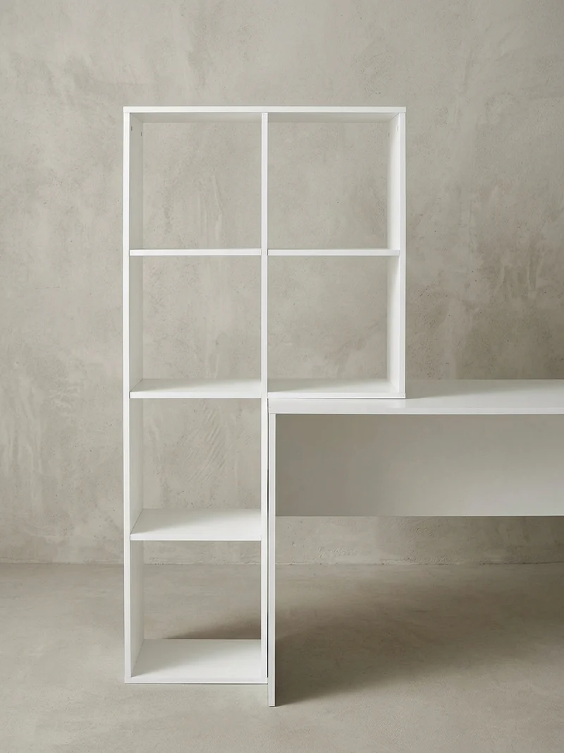 Schreibtisch – mit Regal, groß, puristisches Design, Melaminharzbeschichtung