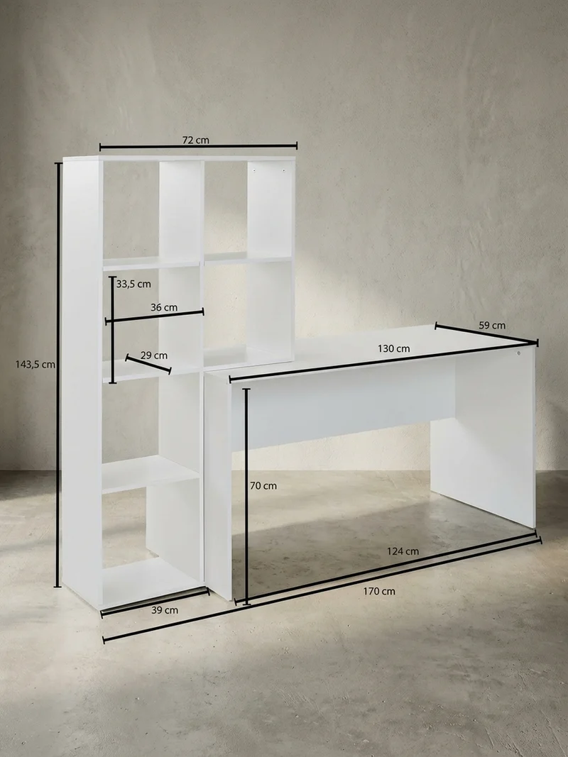 Schreibtisch – mit Regal, groß, puristisches Design, Melaminharzbeschichtung