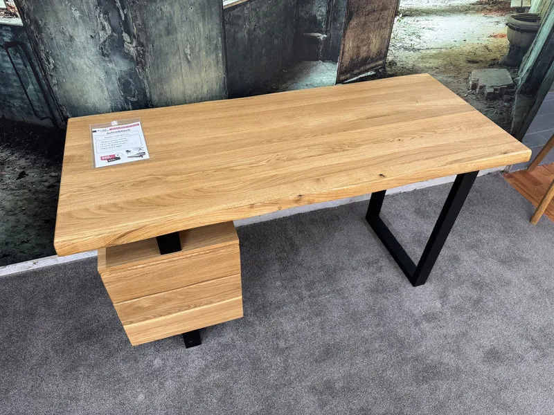 Schreibtisch Eiche +Massivholz +Schubkasten +Massivholzfront +Metallgestell +Neu auf Lager