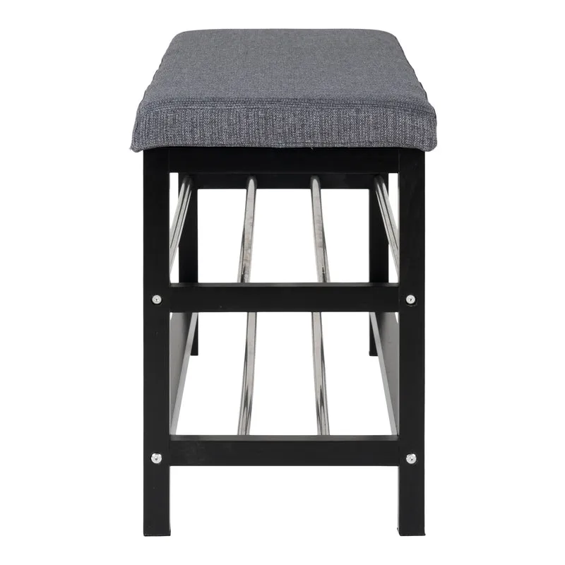 Moderne Bank DOVER grau/schwarz zwei Regalböden ca. 100cm