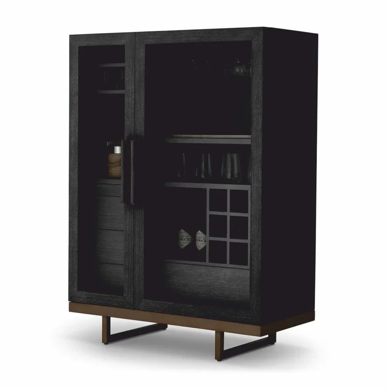 Casa Padrino Luxus Barschrank Schwarzgrau / Bronze H. 150 cm - Bar Möbel
