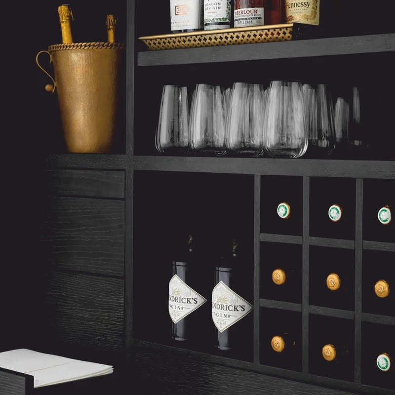 Casa Padrino Luxus Barschrank Schwarzgrau / Bronze H. 150 cm - Bar Möbel
