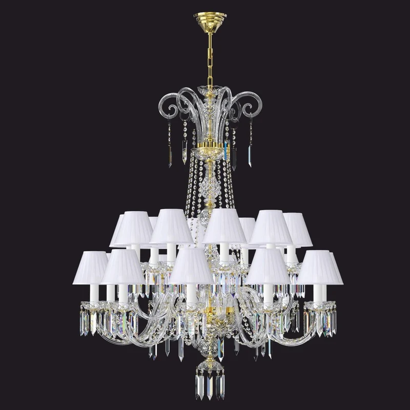 Casa Padrino Luxus Barock Kristall Kronleuchter Gold / Weiß Ø 117 x H. 217 cm - Barock Möbel
