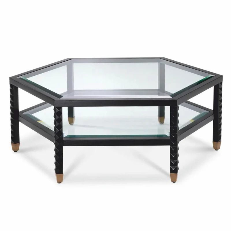 Casa Padrino Luxus Couchtisch Schwarz / Bronze 120 cm - Hotel & Wohnzimmer Möbel