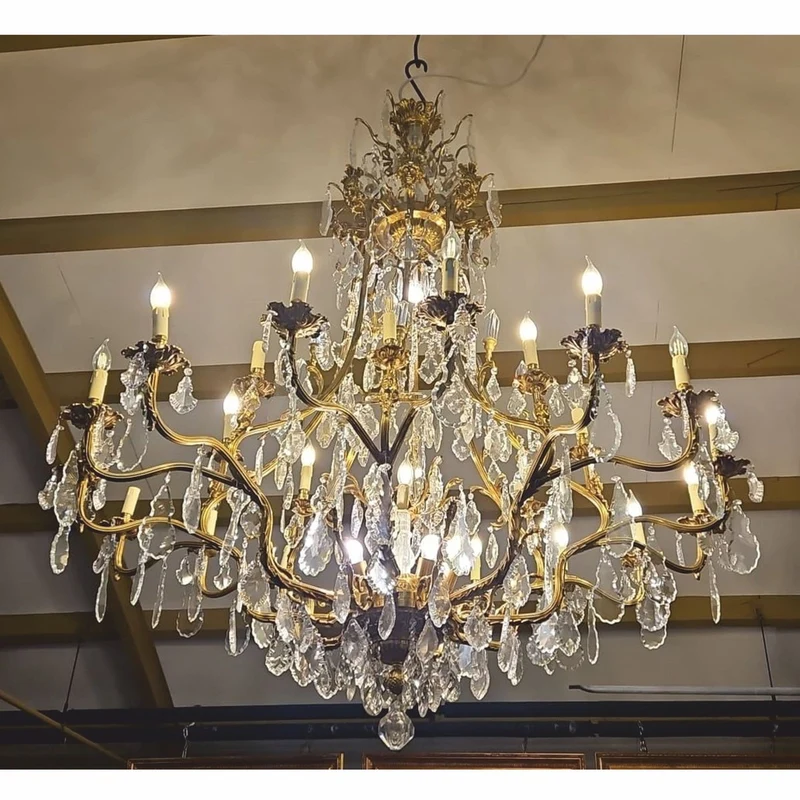 Casa Padrino Luxus Barock Kristall Kronleuchter Antik Bronze Ø 160 x H. 175 cm - Barock Möbel
