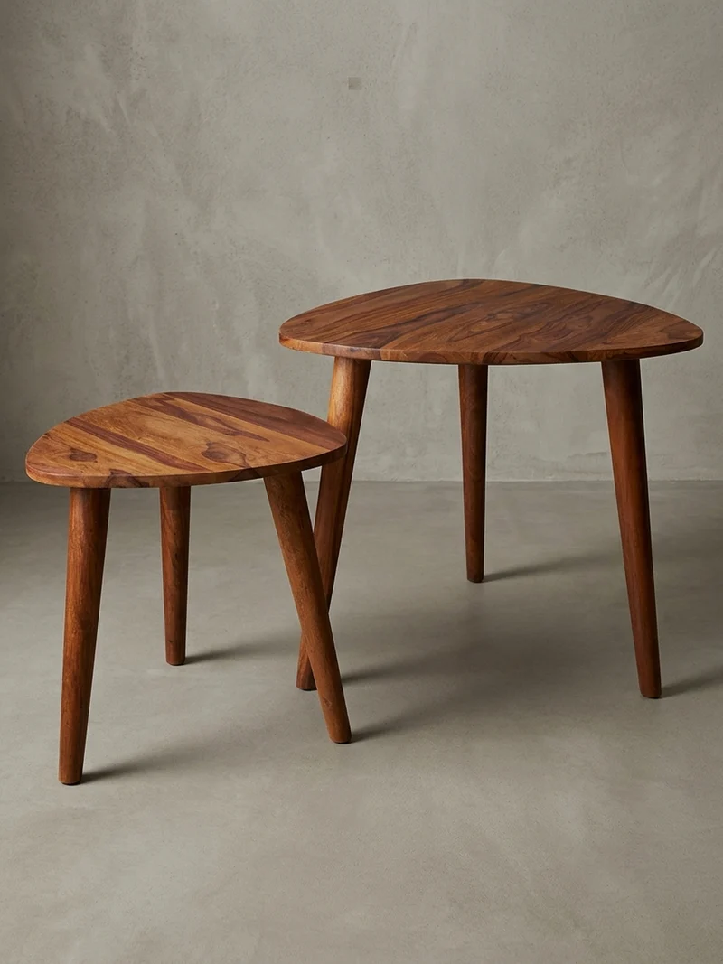 Beistelltisch Set – 2-teilig Massivholz rustikal Landhausstil
