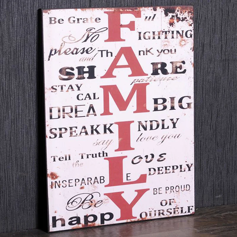 Antik Holzschild FAMILY II Vintage Retro Schild