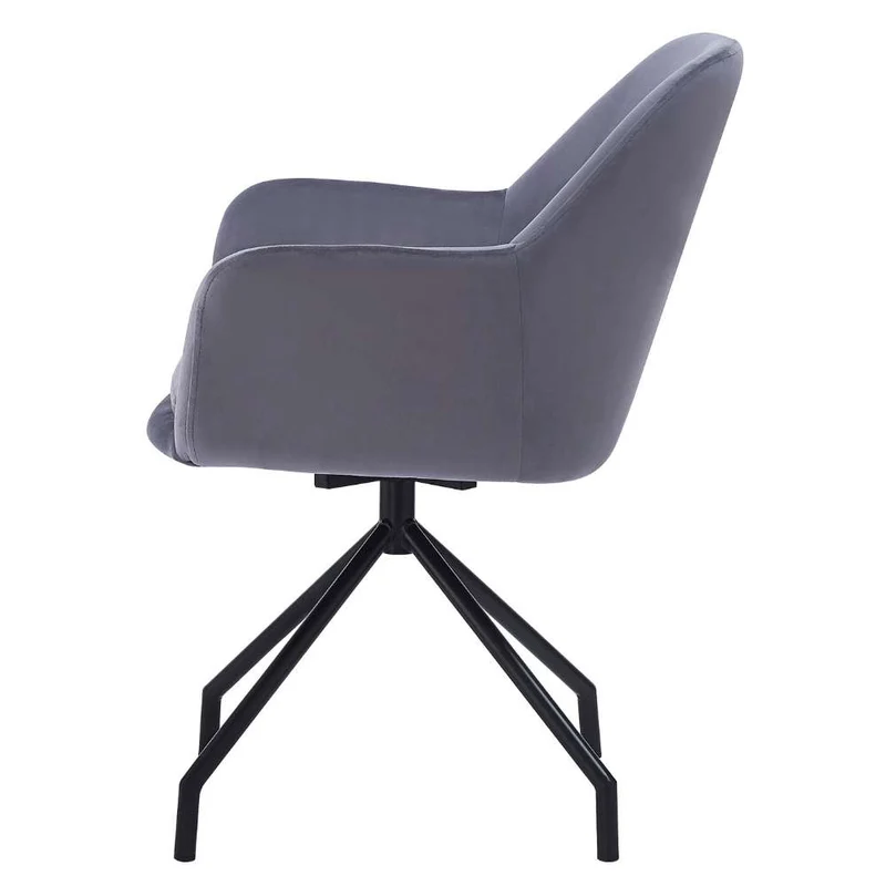 Drehbarer Stuhl JUDIKA dunkel-grau Samt 360° mit Armlehne Metallbeine
