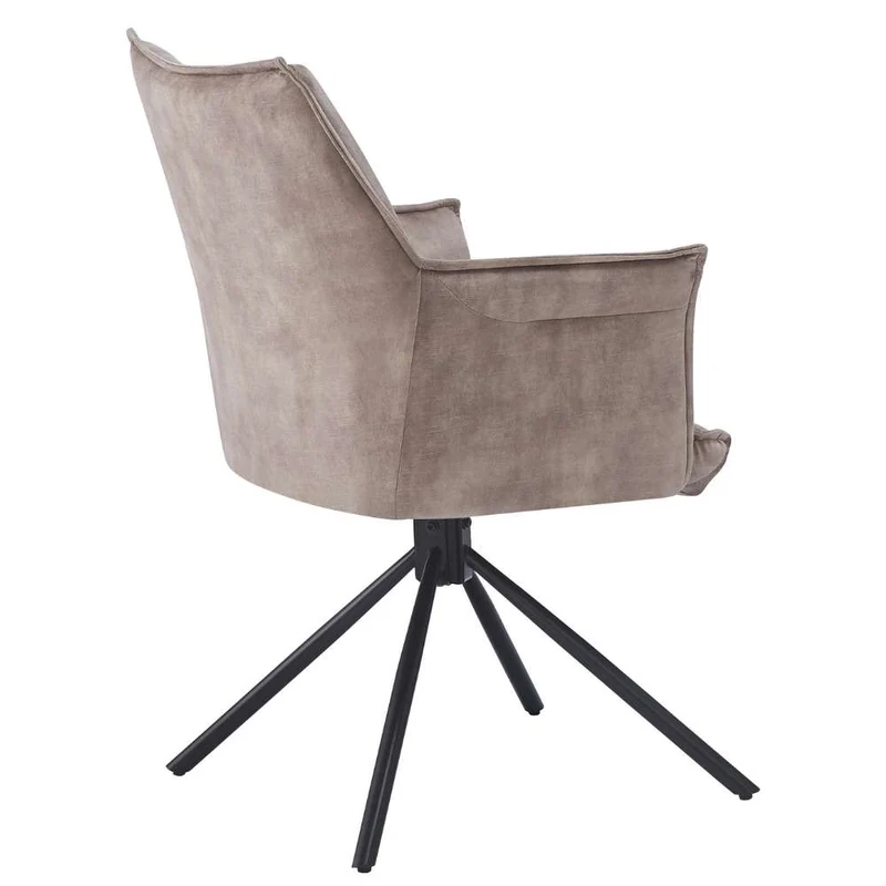 Drehbarer Design Stuhl AURELIA creme Samt Metallgestell 360°