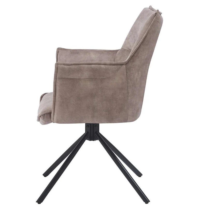 Drehbarer Design Stuhl AURELIA creme Samt Metallgestell 360°