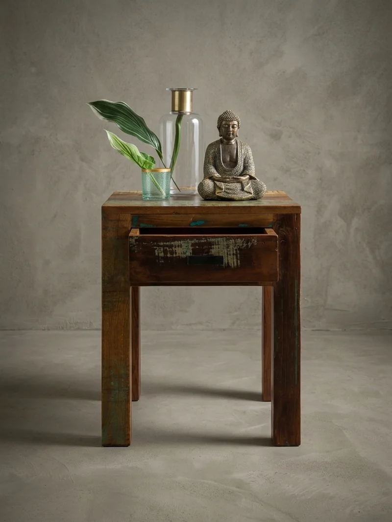 Nachttisch – Mango Massivholz Shabby Chic 40x40x55 cm