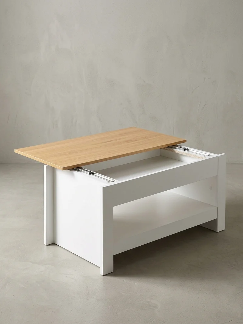 Couchtisch in Anthrazit, Holz mit Stauraum, Abgesetztes Design, Kratz- und Wasserbeständig