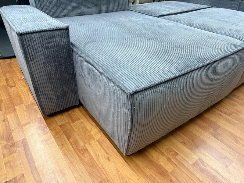 Sofa Couch Wohnlandschaft +Cord-Stoff +Seiten wechselbar +Bettfunktion +Stauraum