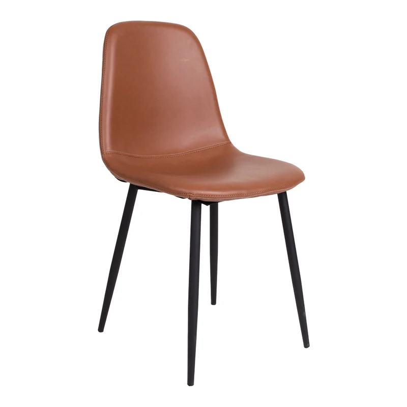 Zeitloser Stuhl MALMÖ (2er Set) in hellbraun-vintage PU schwarze Beine