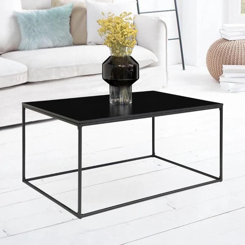 Design Couchtisch LEVEN schwarz ca. 60x90x45cm Retro-Stil