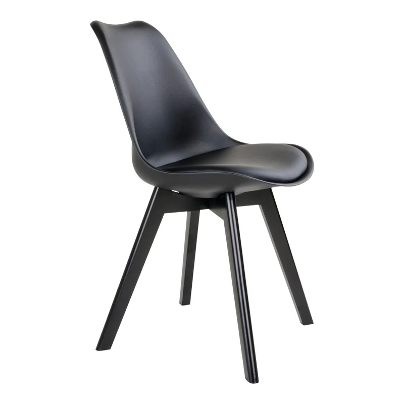 Design Stuhl BORG (2er Set) schwarz + schwarze Holzbeine