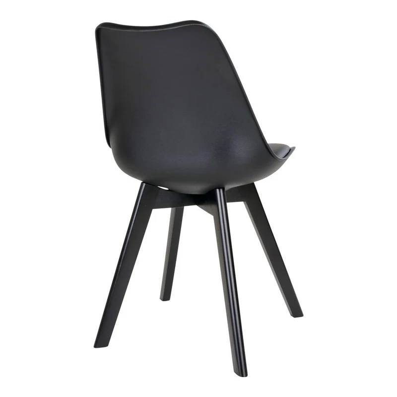 Design Stuhl BORG (2er Set) schwarz + schwarze Holzbeine