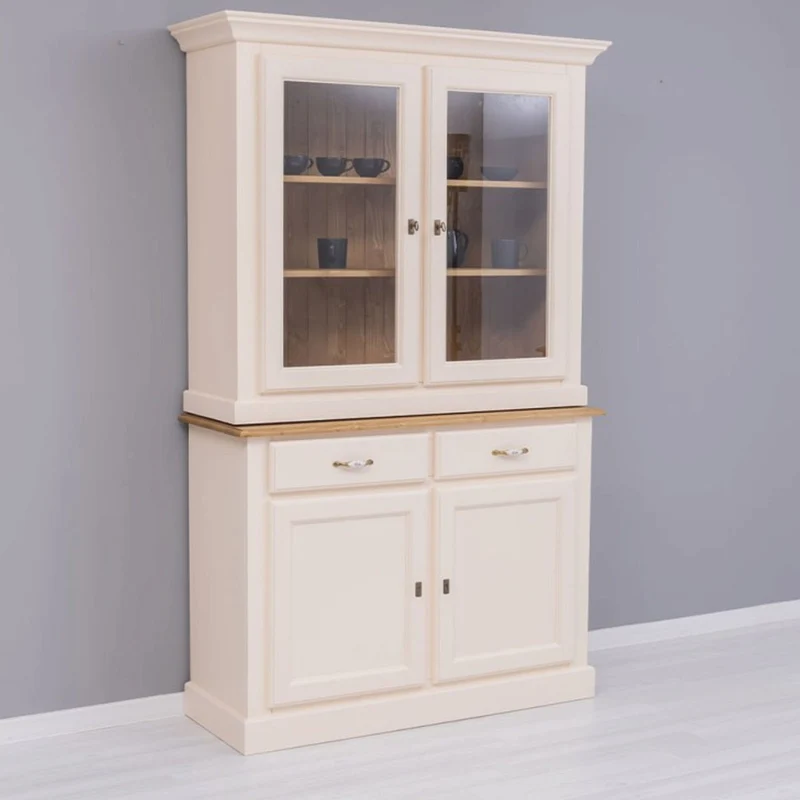 Casa Padrino Landhausstil Esszimmer Schrank Creme / Naturfarben 126 x 45 x H. 200 cm - Esszimmer Möbel