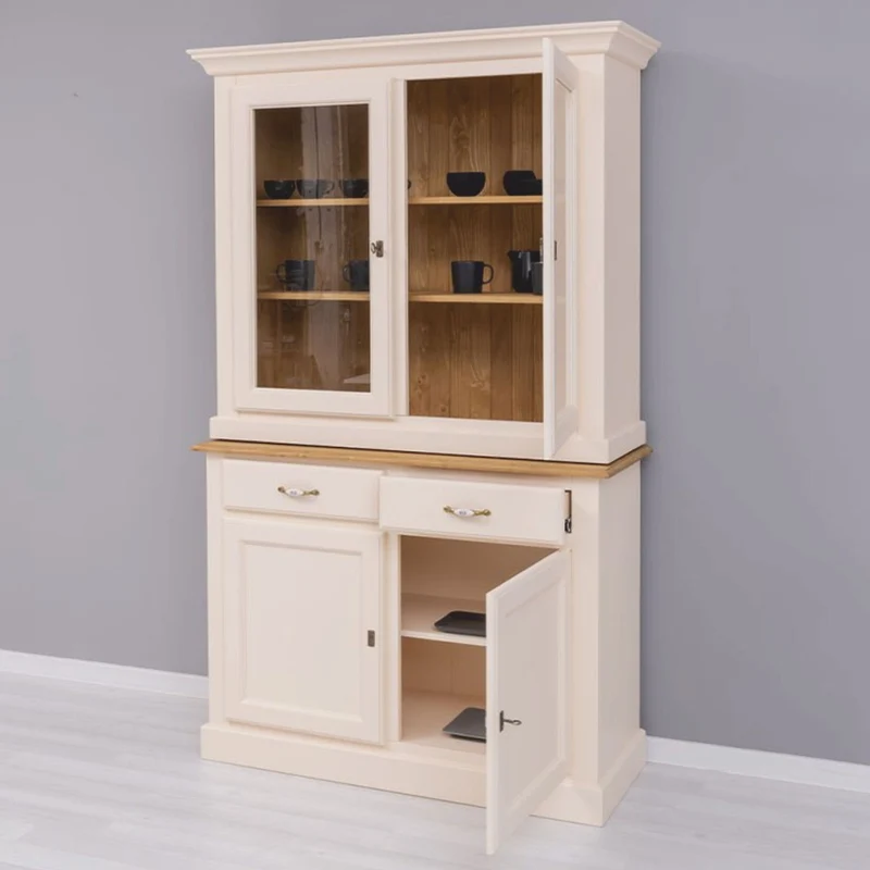 Casa Padrino Landhausstil Esszimmer Schrank Creme / Naturfarben 126 x 45 x H. 200 cm - Esszimmer Möbel