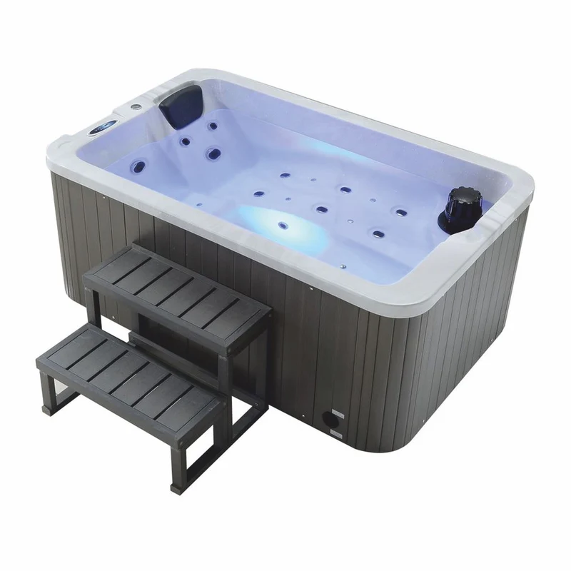 Casa Padrino Luxus Outdoor Jacuzzi Weiß / Schwarz / Grau 175 cm - Garten Whirlpool