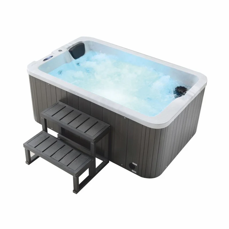 Casa Padrino Luxus Outdoor Jacuzzi Weiß / Schwarz / Grau 175 cm - Garten Whirlpool