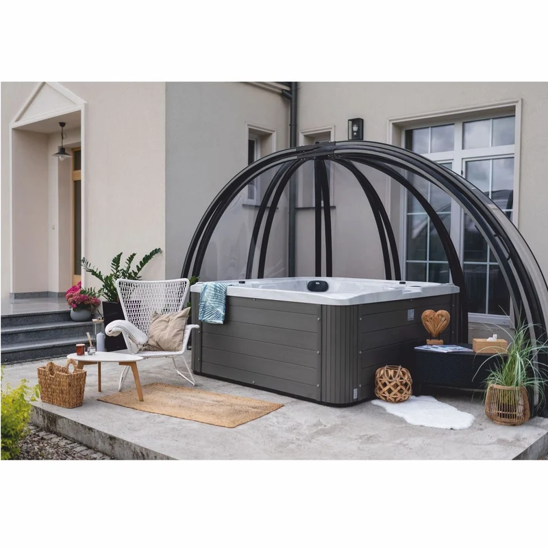Casa Padrino Luxus Outdoor Jacuzzi Weiß / Schwarz / Grau 175 cm - Garten Whirlpool