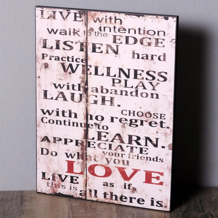 Antik Holzschild LEARN LOVE Vintage Retro Schild