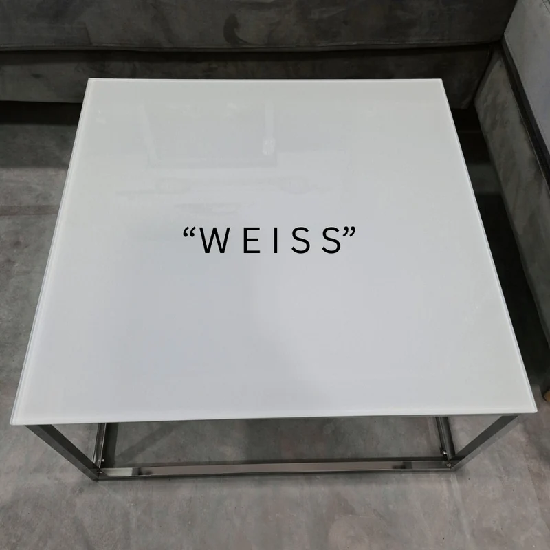 2er Set Design Couchtisch MENTO 75cm Sicherheitsglas 8mm Chrom