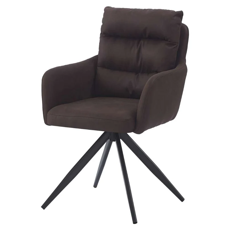 Bequemer 360° Drehstuhl GEORGIA vintage-braun Mikrofaser Metall