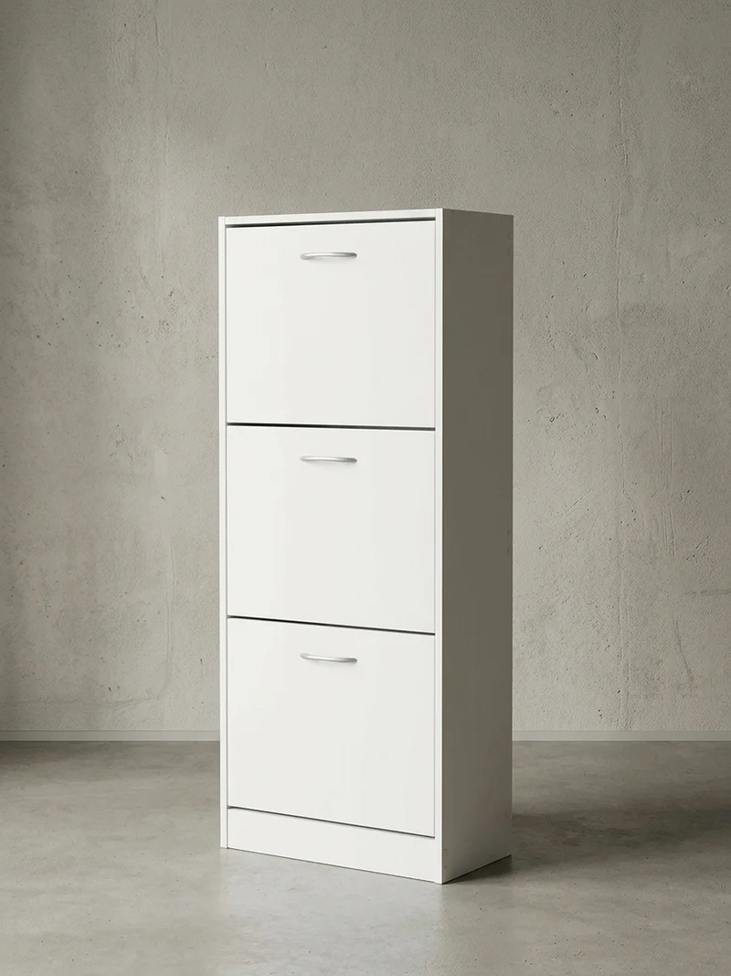Schuhschrank – Weiß, 3 Fächer, für ca. 18 Paar Schuhe, 50x125x24 cm
