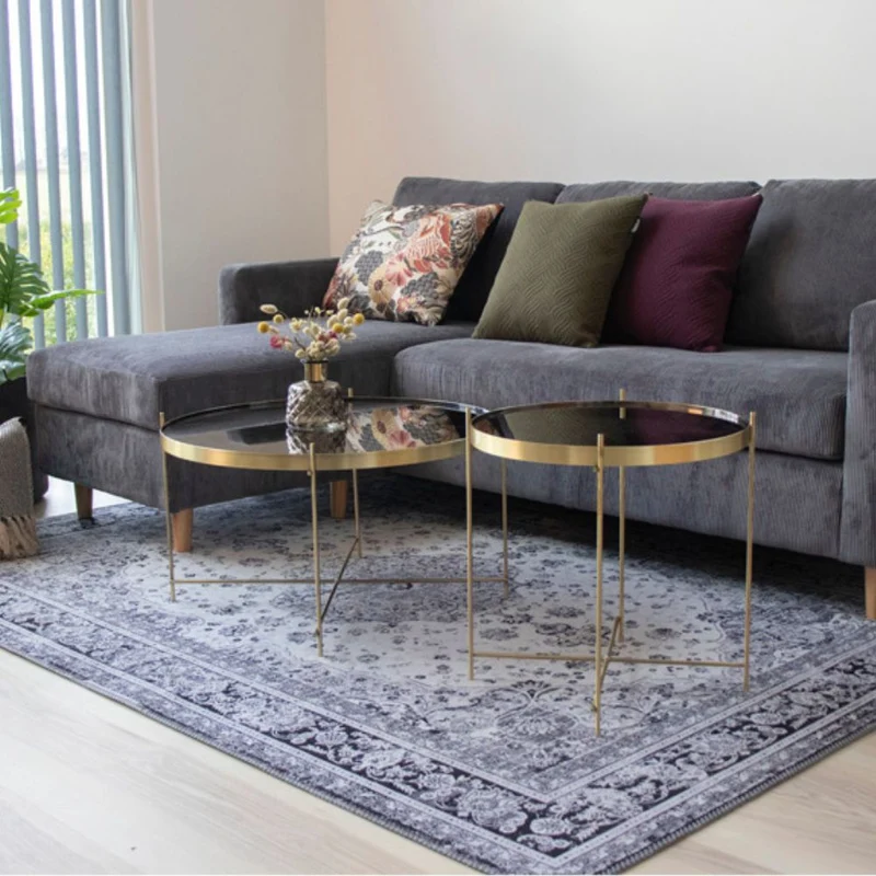 Eleganter Couchtisch VENEDIG messingfarbig Glas ca.ø48xH48cm