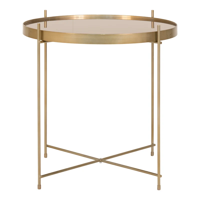 Eleganter Couchtisch VENEDIG messingfarbig Glas ca.ø48xH48cm