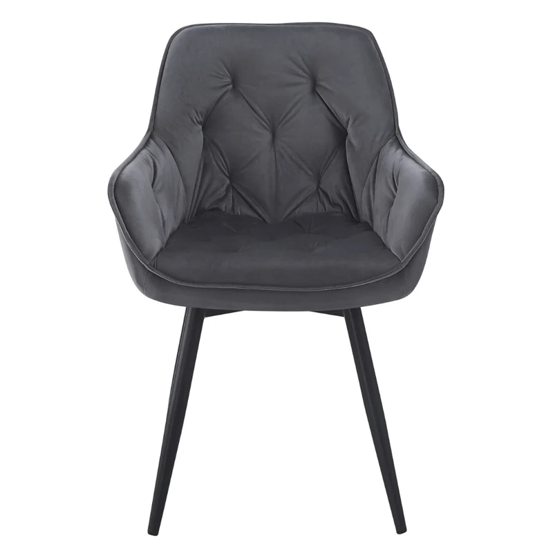 Design Drehstuhl UDINA dunkel-grau Samt Armlehne Ziersteppung