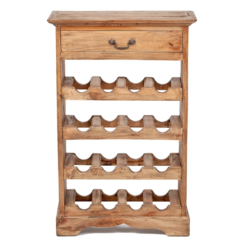 Massivholz Weinregal TINI H85cm Rustic-Grey Mahagoni