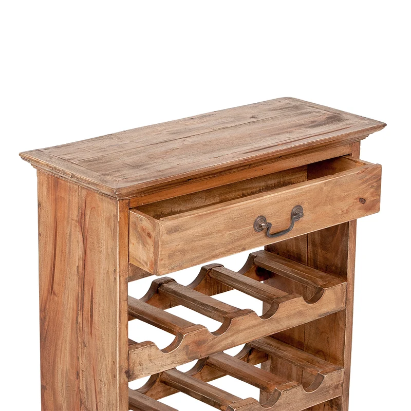 Massivholz Weinregal TINI H85cm Rustic-Grey Mahagoni