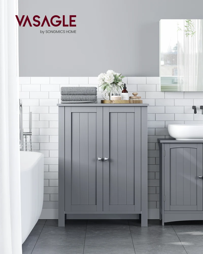 Small Storage Cabinet Fits Perfectly,Pedestal Sink Storage Cabinet ,Floor Storage Cabinet with 2 Adjustable Shelves