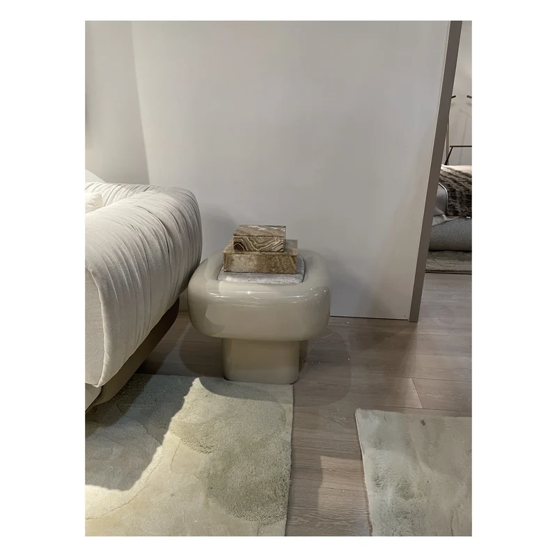 Casa Padrino Luxus Beistelltisch Silbergrau / Khaki 60 x 60 x H. 50 cm - Beistelltisch mit Travertin - Moderne Wohnzimmer Möbel - Luxus Qualität