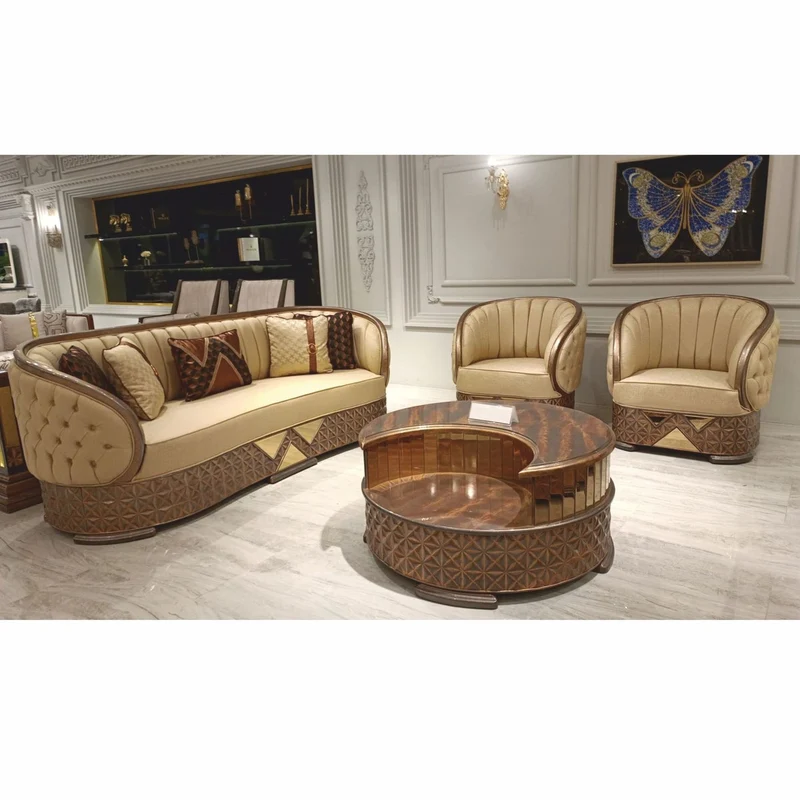 Casa Padrino Luxus Art Deco Sessel Gold / Kupfer / Grau - Wohnzimmer Möbel